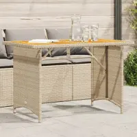 Prolenta Maison Exclusive - Gartentisch mit Holzplatte Beige 110x68x70 cm Poly Rattan
