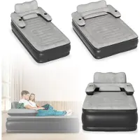 XMTECH Luftbett 2 Personen Luftmatratze mit Rückenlehne Selbstaufblasend mit Integrierter Elektrischer Pumpe, Aufblasbare Matratze für Camping & Gästebett, 195 cm x 145 cm x 42 cm