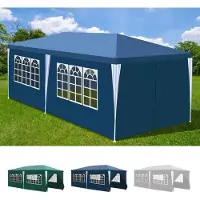 HENGDA 3 x 6 m Garten Pavillon mit 6 Seitenteilen tragbares wasserdichtes Zelt Partyzelt, für Garten Terrasse Feier Party,Blau