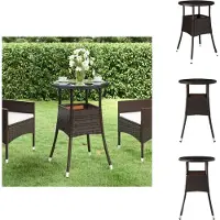 vidaXL Gartentisch Ø60x75 cm Hartglas und Poly Rattan Braun - Gartentische