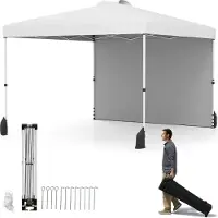 StarTech.com Gartenpavillon - Pop-up Faltpavillon - 1 Seitenwand - Oxford-Gewebe - Höhenverstellbar - Rolltasche - Weiß