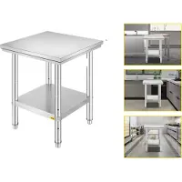 OEM Gewerblicher Catering-Tisch, langlebiges Edelstahl, verstellbares Untergestell, 24x24x32 Zoll 330LB