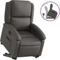 Syfax Relaxsessel mit Aufstehhilfe Grau Echtleder