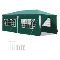 HENGDA Pavillon Polyethylen Stahlrohre – s Partyzelt aus Polyethylen und Stahlrohren, praktisches Gartenzelt Grün 3x6m