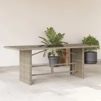 vidaXL Möbel Gartentisch mit Glasplatte Hellgrau 190x80x74 cm Poly Rattan - Gartentische &11530