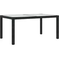 Syfax Gartentisch 150x90x75 cm Gehärtetes Glas Poly Rattan Schwarz