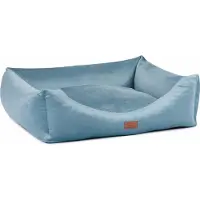 Adgo Oaza Velvet Hundebett mit Rand, Haustierbett, Bett, Bodenbett, Hundekissen, Hundesofa, Katzenbett, Hundekörbchen, Hundecouch, M (70x60, Türkis)