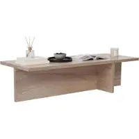 Dmora Couchtisch Marmoroptik 120x45x30h cm Weiß Marmor, Rechteckig mit Holzfurnierplatte