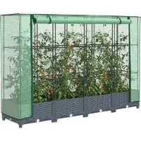 vidaXL Möbel Hochbeet mit Gewächshaus-Aufsatz Rattan-Optik 160x40x123 cm - Beete 4015826