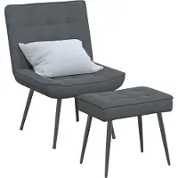 Syfax Relaxsessel mit Hocker Dunkelgrau Samt