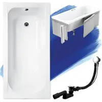 Badland Badewanne Rechteck Continea 150x70 mit Ablaufgarnitur, Füßen und Styroporverkleidung GRATIS
