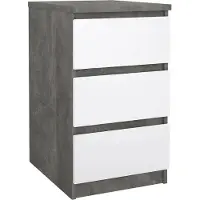 Dmora Kommode Ameline, Mehrzweckkommode, Schlafzimmerkommode, Schrank mit Schubladen, 50x40 h70 cm, Zement und Glänzendes Weiß
