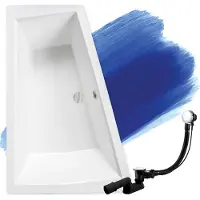 Badland Eckbadewanne Rechteck Badewanne Intima SLIM für zwei Personen LINKS 170x125 Rand 15mm mit Ablaufgarnitur und Füßen GRATIS ohne Verkleidung