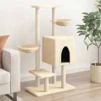 vidaXL Cloris DesignMöbel Kratzbaum mit Sisal-Kratzsäulen Creme 117 cm , Kratzbäume 2024 Neu
