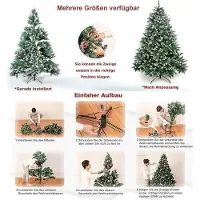 Merkloos Künstlicher Weihnachtsbaum 180 cm mit Lichtern und Schneeeffekt - LED-Weihnachtsbaum mit dekorativer Lichterkette