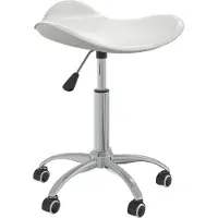 Syfax Bürostuhl Weiß Kunstleder höhenverstellbar schwenkbar mit Rollen, Sitzfläche 44x44 cm, Sitzhöhe 46-57 cm, bis 110 kg