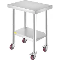 StarTech.com Edelstahl Catering Arbeitstisch - Robuster 24'' x 18'' x 34'' Gastro Tisch für Lebensmittelaufbereitung - 100 kg Belastbarkeit - Gewerblicher Küchentisch