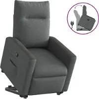 Syfax Relaxsessel mit Aufstehhilfe Dunkelgrau Stoff