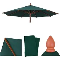 Mendler Ersatz-Bezug für Gastronomie Holz-Sonnenschirm MCW-C57b, Sonnenschirmbezug, rund Ø3m Polyester dunkelgrün