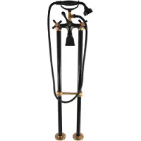 RAV Freistehende Retro Badezimmerarmatur mit Duschfunktion, matt schwarz/Antikbronze, Duschschlauch 150 cm, 150 mm Abstand