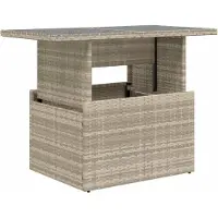 Syfax Gartentisch mit Glasplatte Hellgrau 100x55x73 cm Poly Rattan