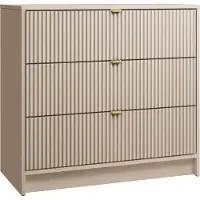Mirjan 24 Kommode Tireno 3SZ, Sideboard mit drei Schubladen, Aluminiumgriff in der Farbe Gold (Farbe: Sandbeige)