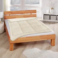 BC-Agentur Wende Bettdecke 135x200cm Lammflor Optik + 80x80cm Kissen - Steppbett Sherpa-Fleece und Mikrofaser Seite - warme Steppdecke (1400g Füllung) - Wende-Design
