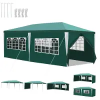 HENGDA Pavillon Wasserdicht – Terrassenpavillon mit Verbolzung, perfektes Gartenzelt für Partys Grün 3x6m