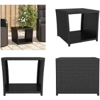 vidaXL Beistelltisch mit Glasplatte Schwarz Poly Rattan & Hartglas - Beistelltisch - Beistelltische - Teetisch - Gartenmöbel