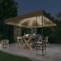vidaXL Schlichtes Gartenzelt mit LED-Lichterkette 3x3 m Taupe - Pavillons & Partyzelte DE1213408 3parcel