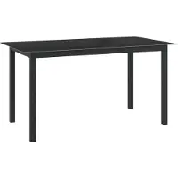 ZMH Gartentisch Schwarz 150x90x74 cm Aluminium und Glas