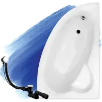 Badland Eckbadewanne Badewanne Natalia RECHTS 150x100 mit Ablaufgarnitur und Füßen GRATIS ohne Verkleidung