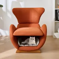 Kein Hersteller Loungesessel im Walhai-Look, katzenfreundlich, kratzfest, Einzelsofa, Fernsehsessel（Brick red）