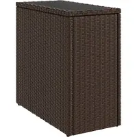 Syfax Garten-Beistelltisch mit Glasplatte Braun 58x27,5x55 cm Rattan