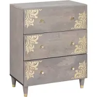 Syfax Sideboard Grau und Gold 60 x 33 x 75 cm Massivholz Mango