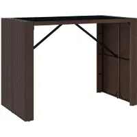 Syfax Bartisch mit Glasplatte Braun 145x80x110 cm Poly Rattan
