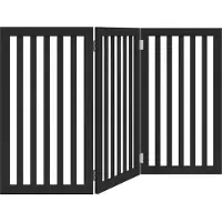 Syfax 3-tlg. Hundetor Faltbar Schwarz 150 cm Pappelholz