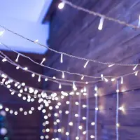 Jiubiaz LED lichterkette Lichtervorhang Deko Vorhanglichtermit 100 LED 8 Lichtmodi USB Lichterkette Beleuchtung für Weihnachten-IP44 Kaltweiß