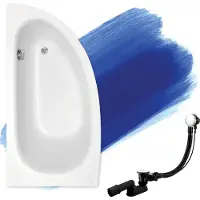 Badland Eckbadewanne Badewanne Milena LINKS 150x70 mit Ablaufgarnitur und Füßen GRATIS ohne Verkleidung