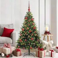 Prolenta Maison Exclusive - Künstlicher geflammter Weihnachtsbaum 150 LEDs Grün 150 cm