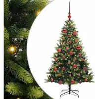 Syfax Künstlicher geflammter Weihnachtsbaum 150 LEDs Grün 150 cm