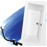 Badland Eckbadewanne Rechteck Badewanne Infinity RECHTS 160x100 mit Ablaufgarnitur und Füßen GRATIS ohne Verkleidung