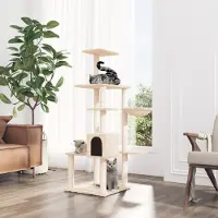 vidaXL "2026 Promotion" Kratzbaum mit Sisal-Kratzsäulen Creme 142 cm - Kleintier-Ställe CC1951