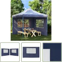 The Living Store Partyzelt-Seitenwände 2 Stück mit Fenster PE Blau