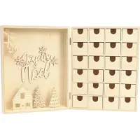 Graine Créative Holz Adventskalender Weihnachten 24 Schubladen 3D Figuren