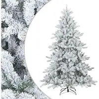 Syfax Künstlicher Scharnier-Weihnachtsbaum schneebedeckt Weiß 210 cm