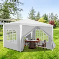 HENGDA Pavillon Terrassenpavillon – Marktzelt und Sonnenschutz für den Garten, perfektes Partyzelt Weiß 3x3m