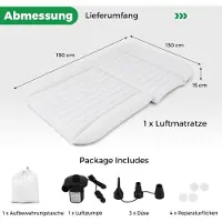 Northix SUV Luftmatratze 190x130 cm, Aufblasbares Bett mit Pumpe