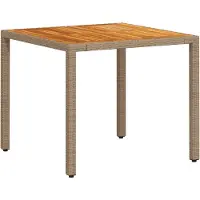Syfax Gartentisch Beige 90x90x75 cm Poly Rattan Akazienholz