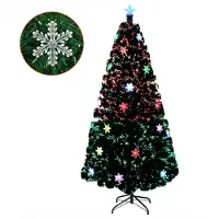 XMTECH Künstlicher Weihnachtsbaum mit Glasfaser LED Beleuchtung 240CM, Weihnachtsdeko Christbaum, Tannenbaum mit Metallständer